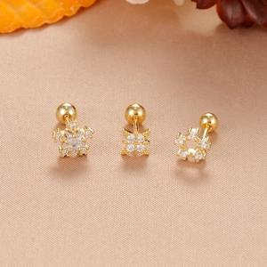 Goldenes Edelstahl-Ohrring-Set mit Zirkonia-Sternen und sicherem Schraubverschluss