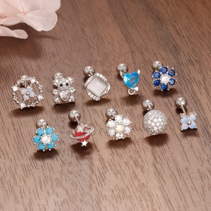 Collection de boucles d'oreilles géométriques en opale œil de chat et zircon cubique