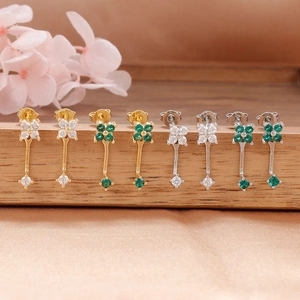 Pendientes de Botón de Flor de Cobre Retro para Mujer Elegante Versátil Ear Jackets Colgantes Joyería de Moda Regalo