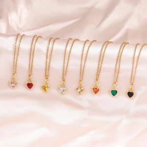 Edelstahl Herz Anhänger Halskette Zirkonia Eingelegt Süß Schmuck Für Damen Elegant Vergoldete Kette Halskette Geschenk