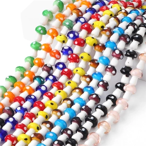 Colorful handmade glass mushroom beads for DIY jewelry making and necklace crafts