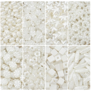 Mezcla de 8 cuentas acrílicas ABS blanco perla para crear joyas y pendientes DIY