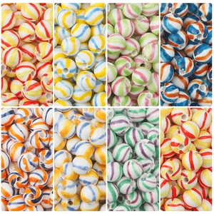 Hand Painted Ceramic Loose Beads Striped Polka Dot Contrast Color Round Beads For DIY Jewelry Making Bracelet Necklace Material
