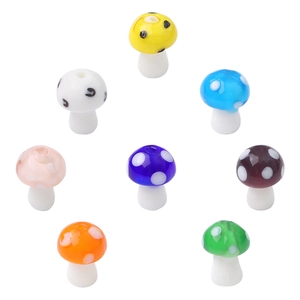 Handmade mushroom glass beads in eight vibrant colors for DIY jewelry and crafts