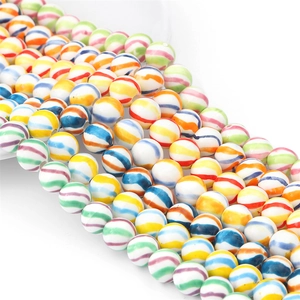 Hand-painted colorful spiral ceramic beads with holes for DIY jewelry and necklaces