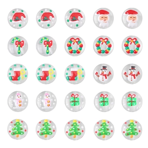 DIY Christmas themed clear round glass beads set with 3D Santa and holiday patterns