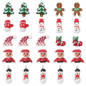 Handmade Christmas glass beads set with Santa, Snowman, Ginger Man and Xmas Tree charms