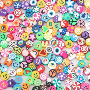 Colorful Polymer Clay Beads Mixed Fruit Animal Flower Smiley Face Evil Eye Pattern Loose Beads For Jewelry Making Craft