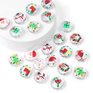 Handmade Christmas theme transparent round beads with festive patterns for DIY jewelry craft