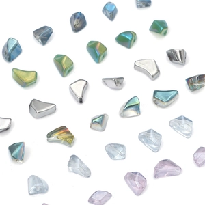 Irregular glass beads with aurora metallic finish for DIY jewelry and necklaces