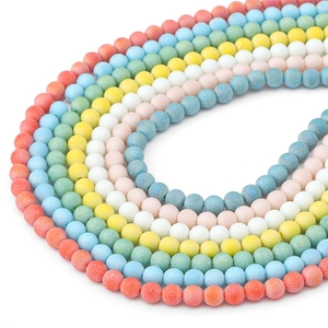 Frosted rainbow mineral glass beads for DIY necklaces and handmade jewelry making