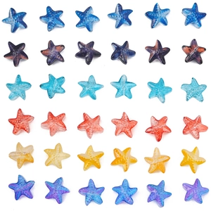 Cuentas de vidrio con forma de estrella de mar para joyería DIY en cuadrícula de colores