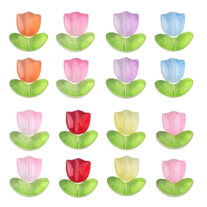 Handmade Tulip Flower Glass Beads For Jewelry Making DIY Gradient Jelly Loose Beads For Bracelet Earring Findings Accessories