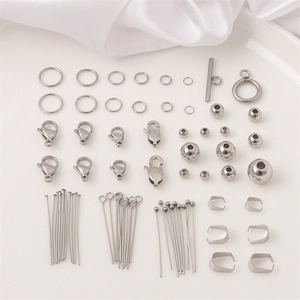 Stainless Steel Jewelry Making Findings Kit Lobster Clasps Jump Rings Head Pins Eye Pins Beads For DIY Necklace Bracelet