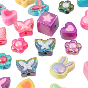 Glossy DIY mixed candy color beads with butterfly and heart shapes for jewelry making