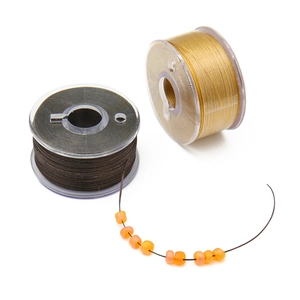 Fil à perles pour bijoux DIY avec cordons en nylon ciré marron et or et perles oranges