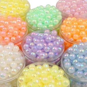 Perle tonde in acrilico luminose e colorate in barattoli per kit di gioielli fai-da-te