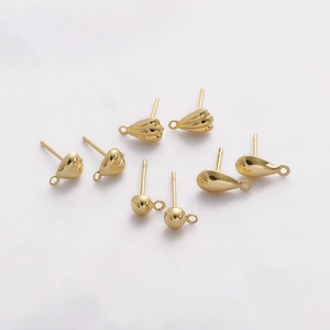 14K vergoldete Ohrstecker in Herz- und Muschelform für DIY-Schmuckherstellung