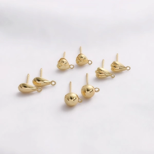 14K vergoldete Ohrstecker-Set mit Tropfen und Herzformen für DIY Schmuckherstellung