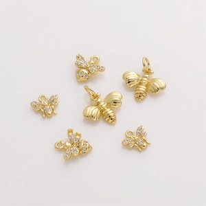 14K vergoldete Bienenanhänger mit Zirkonia für DIY Schmuck Halsketten und Armbänder