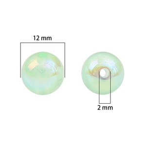 Perle rotonde iridescenti da 12 mm in acrilico verde chiaro per la creazione di gioielli