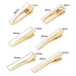 Poliertes 14K vergoldetes Krokodil-Haarclip-Sortiment mit Maßen für DIY-Haarschmuck