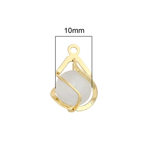 10mm 14K gold plated spiral twist pendant with a translucent cat eye stone bead