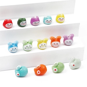 Colorful handmade ceramic animal beads collection for DIY jewelry making and crafts