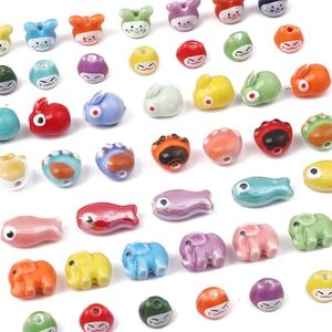 Colorful handmade ceramic animal beads collection for DIY jewelry and bracelets
