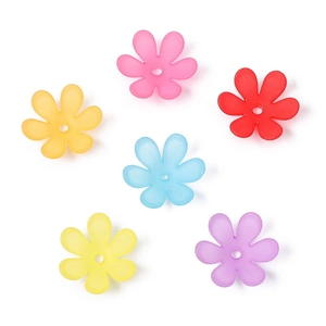 20mm colorful acrylic matte flower beads for DIY jewelry and handmade hairpins
