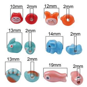 Handmade fish and animal ceramic beads for DIY jewelry making in various colors