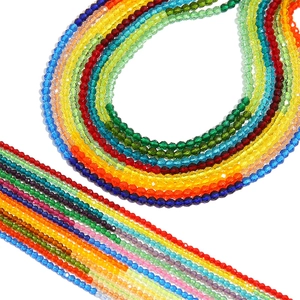 Vibrant 2mm rainbow faceted crystal beads for DIY handmade jewelry and bracelets