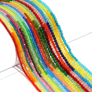 Faceted Gradient Multicolor Glass Loose Beads Round Crystal Beads For DIY Handmade Jewelry Making Bracelet Necklace Material