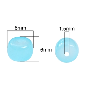 Perle en verre bleu clair 8x6mm pour bijoux DIY avec un trou central de 1,5mm