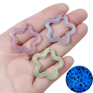 Glow in the dark acrylic star charms with fine glitter finish for DIY jewelry making