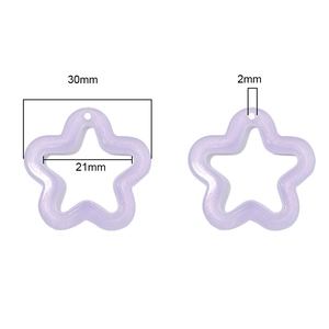 Light purple acrylic glowing star charms for DIY jewelry making with 30mm diameter size