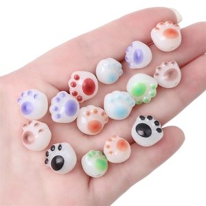 Perles en résine patte de chat 10mm multicolores pour fabrication de bracelets et colliers