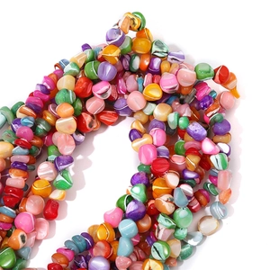 Vibrant irregular natural shell beads in multi-colored mix for DIY jewelry necklace making