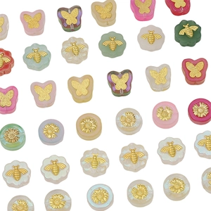 Cuentas acrílicas transparentes con lámina de oro para joyería artesanal DIY