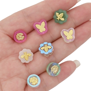 Surtido de cuentas transparentes con incrustaciones doradas para joyería artesanal DIY