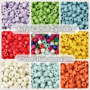 Perles Cylindriques en Acrylique Couleur Unie Perles Vrac pour Création de Bijoux DIY Accessoires de Chaîne de Téléphone Matériel Artisanal