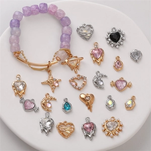 Y2K jewelry DIY set with heart star charms and purple beads for necklace making