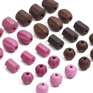Matte ceramic beads set with faceted pumpkin and olive shapes for DIY jewelry making