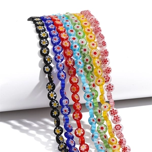 Colorful Millefiori glass flat beads in various colors for DIY handmade jewelry crafts