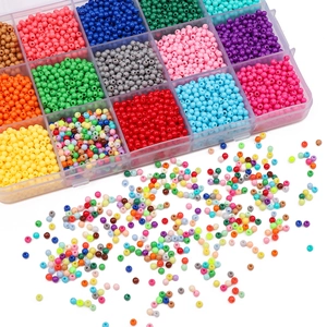 DIY colorful 3/4mm acrylic round beads kit with 24-grid organizer for craft jewelry