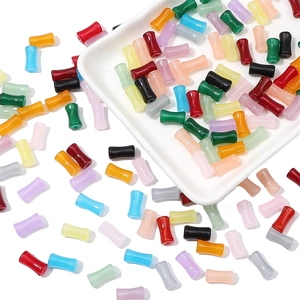 Colorful bamboo-shaped glass beads for DIY jewelry making and handmade accessories