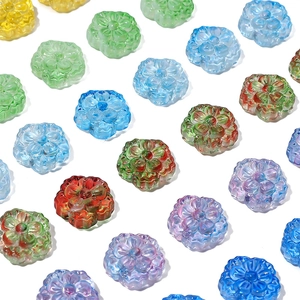 Cuentas de flores de vidrio transparentes de 15 mm para creación de joyas y accesorios DIY