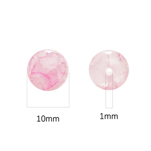 Pink marble texture 10mm glass beads for DIY jewelry with 1mm center hole