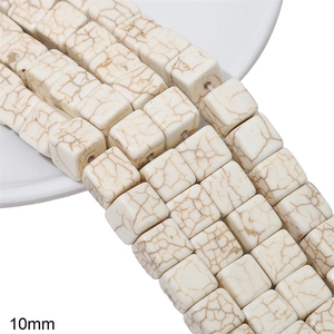 10mm white turquoise square beads with brown marble texture for DIY jewelry making