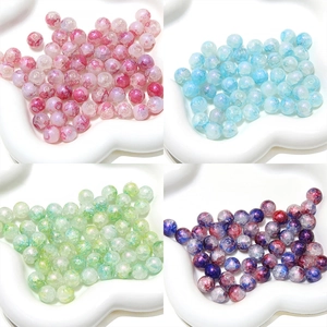 Perles de verre aurora violettes de forme ronde pour bracelets et bijoux à faire soi-même